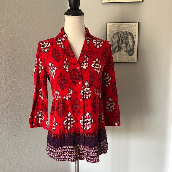 Anthropologie Maeve Woodland Walk Buttondown Shirt - Picture 3 of 6